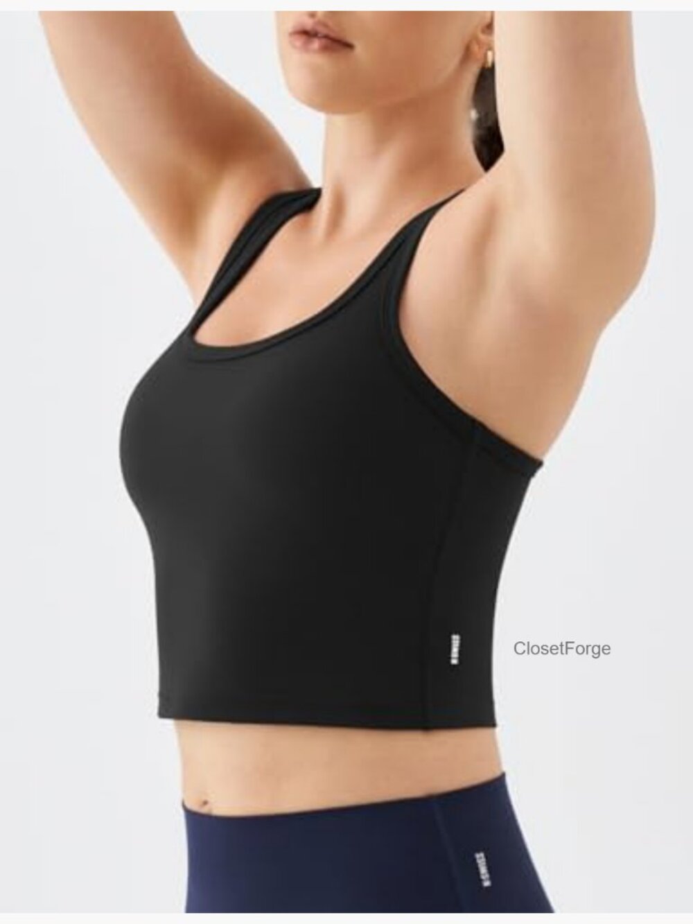 Racerback Crop Tank Top with Built-in Padding - Longline Sports Bra for Workout - Picture 3 of 7